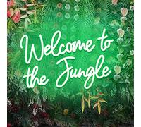Welcome to the Jungle LED Neon Signs Green Neon Lights for Wall Decor USB Light Up Sign For Garden Home Porch Store Christmas Living Room Bar Decoration(16.5 * 11Inch)