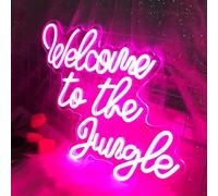 Welcome to The Jungle LED Neon Signs Pink Neon Lights for Wall Decor USB Light Up Sign for Garden Home Porch Store Christmas Living Room Bar Decoration 5v, 16.5" * 13"