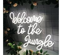 Welcome to The Jungle LED Neon Signs White Neon Lights for Wall Decor USB Light Up Sign for Garden Home Porch Store Christmas Living Room Bar Decoration 5v, 16.5" * 13"