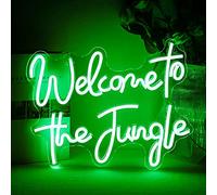 Welcome to the Jungle Neon Sign Party Night Wall Light Decor for Bedroom | 15.3" x 12.6", USB powered 5V/2A, 5-level adjustable brightness, bedroom, dorm room, bar, party room, man cave, wall decor