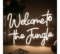 Welcome to the Jungle Neon Sign Party Night Wall Light Decor for Bedroom | 15.3" x 12.6", USB powered 5V/2A, 5-level adjustable brightness, bedroom, dorm room, bar, party room, man cave, wall decor