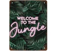Welcome to The Jungle Neon Vintage Tin Sign Retro Metal Wall Decor 12x16 Inch