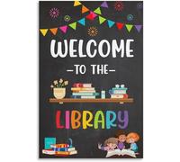 Welcome to The Library Colorful Reading Rules Poster School Classroom Decorative Meatl Tin Sign Wall Art 8x12 inch