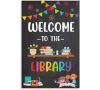 Welcome to the Library Poster Colorful Library Reading Posters Library Sign Library Decorations Metal Tin Sign Wall Art Print Modern Family Bedroom Decor 8x12 inch