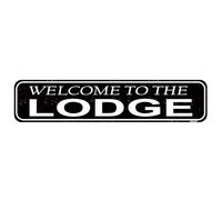 Welcome To The Lodge Rustic Metal Sign - 16x4 Inch Vintage Cabin & Ski Lodge Decor - Durable Wall Art