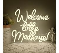 Welcome to the Madhouse LED lights,Letters Neon Sign for Wall Art Decor,Music Backdrop for Pub Home Bar Bedroom Club Party Man Cave,Welcome Dimmable Gift for Teen Men Women USB Powered（14.2"*12.4"）