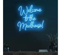 PEPDRO Welcome To The Madhouse Neon Sign, Theme Party Art Decor Neon, Wall Mounted Luminous Sign, 50X50cm (Color : Blue)