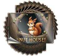 Welcome to The Nut House: A Squirrel's Cozy Home Decals Cottage Core Decorations | Square Door Removable Decal Pack(8X12CM)