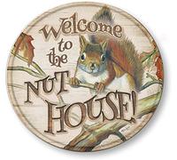 Welcome to The Nut House Vintage Style Round Metal Tin Sign Home,Living Room,Kitchen,Dining Room,Bedroom,Farmhouse,Wall Decoration 12x12 inches