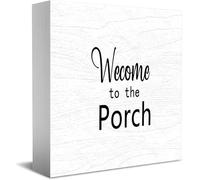 Welcome To The Porch Handmade Pallet Style Farmhouse Fixer Upper Style Wood Sign, Wall Art Wood Box Sign,Desk Decor For Home Office,Tabletop Shelf Decor,5X5 Inch