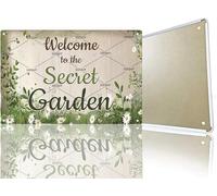Welcome To The Secret Garden Sign, DZQUY, Metal Tin Signs for Home Garden Patio Greenhouse Living Room Farmhouse Outdoor Wall Decor 8x12 Inch