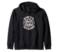 Welcome To The Sheet Show Funny Halloween Ghost Zip Hoodie