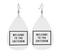 Welcome To The Shitshow Leather Earrings For Women Dangle Earring Drop Pendant With Hook Gifts For Adult Girl