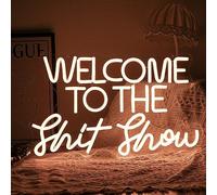 Welcome To The Show Neon Sign Letter LED Funny Neon Lights Dimmable USB Powered 16.5’’X11’’Cool Wall Light Sign for Bedroom Club Birthday Party Bar Decoration Gifts for Friend（Warm White）