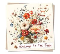 Welcome to the Team Card - Floral for New Co-Worker, Colleague | for Him, Her, Men, Women, Employee, Starter, First Day, Boss - from All of Us - Bouquet, White - Blank Inside, with Envelope