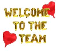 Welcome To The Team Foil Balloons Banner Decorations Red Heart Balloons for New Employee Coworker, Office Celebration Supplies Welcome Party for Colleague Staff Team Member