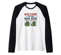 Welcome to The War Zone - Population Frogs Parody Raglan Baseball Tee