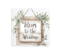 Welcome to The Wedding Wooden Sign Double Gang Toggle Light Cover Wall Plate Switch Decor Standard Size - 11.4x11.4cm