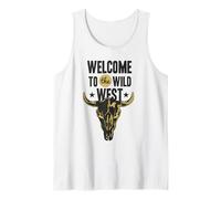 Welcome to The Wild West Bull Skull Vintage Western Logo Tank Top