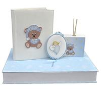 Welcome to the World: Bear Gift Set with Diary, Perfumer and Sopraculla Newborn (Light Blue)