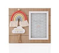 Welcome to the World Cloud and Macrame Rainbow Rustic Photo Frame 4" x 6" New Baby