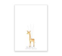 Welcome to the World Giraffe Nursery Wall Art, Baby Shower Fingerprint Guest Book Alternative, Watercolour A4 Print