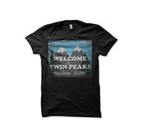 Welcome To Twin Peaks Road Sign, Men's T-shirt, Black (X-Large, Black)