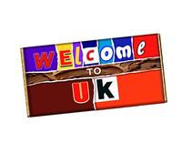 Welcome to UK Chocolate Bar Wrapper Novelty Gift Present for New Comers visitors CH-640 (without chocolate bar)