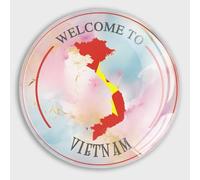 Welcome to Vietnam Flag Country Refrigerator Magnets Glass Small Round Fridge Magnets, Multi-Use Premium Magnets for Fridge, Locker, Whiteboard, Billboard, Kitchen, Office, School Travel Souvenir