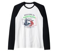 Welcome to Washington State Pride Vintage Travel Design Raglan Baseball Tee