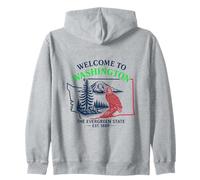 Welcome to Washington State Pride Vintage Travel Design Zip Hoodie