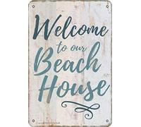 Welcome To Your Beach House Retro Look Tin 8X12 Inch Decoration Plaque Sign for Home Kitchen Bathroom Farm Garden Garage Inspirational Quotes Wall Decor