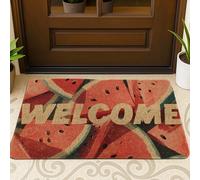 Welcome Watermelon Doormat, Red Indoor & Outdoor Entrance Decor for Summer Season, Non-Slip Eco-Friendly Front Mat, Easy Clean Fun Design 29x17 Inch
