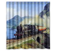 Welcome!Waterproof Decorative Steam Train Shower Curtain 66"x72"-5
