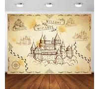 Welcome Wizard Party Backdrop 7 x 5 ft Medieval Magical Wizard Castle Vintage Halloween Happy Birthday Kids Photography Background Photo Props Banner Supplies