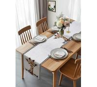 Welcome Words Cute Giraffes Table Runner 108 Inches Long, Flowers Films Boundaries Washable Table Runners Heat-Insulation Kitchen Dining Table Decorations for Home Party Decor 13x108in