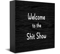 Welcometo The Show Home Office Decor Wooden Box Sign, Decorative Positive Office Desk Accessories Wood Plaque Wood Table Sign For Tv Cabinet Shelf 5 X 5 Inch