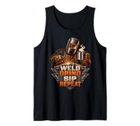 Weld Grind Sip Repeat Welder Metalworker Tank Top