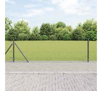 Welded Wire Fence 0.5x50m Grey Metal Roll with 13 Flanged Posts & Fixings Incl.