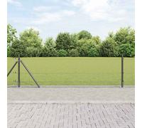 Welded Wire Fence 0.6x10m Steel Grey with 7 Flanged Spike Posts, Painted Outdoor