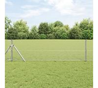 Welded Wire Fence 0.6x50m with 13 Posts - Galvanized Steel, Ideal Garden Fence, Garden Gate, Strong Privacy Barrier, Perfect for Backyard Enclosure