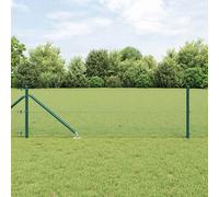 Welded Wire Fence 0.8x10 m Green Steel 7 Spike Posts Metal Painted Garden Rolls
