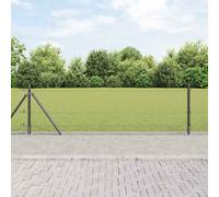 Welded Wire Fence 100x0.5m Grey PVC-Coated Steel Mesh 16x16mm Posts 70cm 8mmWire
