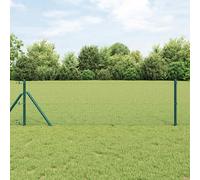 Welded Wire Fence 25x0.5m Green PVC-Coated Steel Mesh Posts 3.2x100cm Outdoor UK