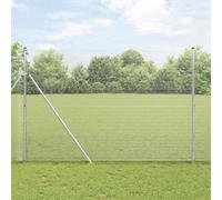 Welded Wire Fence 25x1.5m Silver Galvanised Steel Posts 3.2x200cm In-Ground Caps