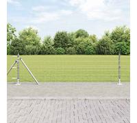 Welded Wire Fence 50 x 0.6 m Silver Galvanised Mesh 75x100mm Incl 22 Posts