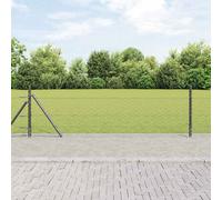 Welded Wire Fence 50x0.4m Grey PVC-Coated Steel Posts 3.2x50cm Weather-Resistant