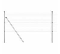 Fence Post Set Grey 10000x3.2x80cm Steel PVC Powder-Coated Weatherproof Outdoor