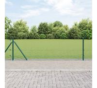 Welded Wire Fence with 13 Flanged Posts Green 0.5x25 m Steel Berkfield Home Green One Size