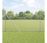 Welded Wire Fence with 13 Spike Posts 1x25 m Galvanised Steel Berkfield Home Silver One Size